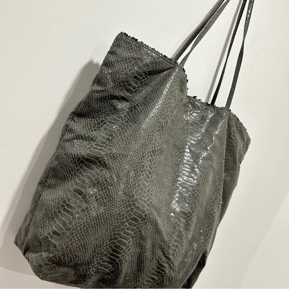 FATTO A MANO by CARLOS FALCHI Gray Faux Python Tote - Picture 5 of 11